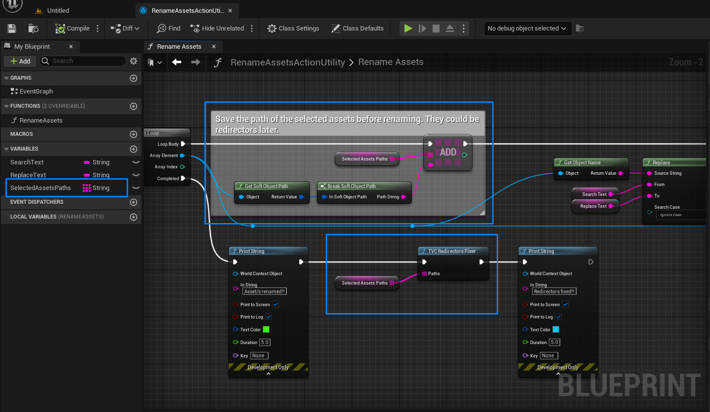 TVC Redirectors Fixer blueprint node applied