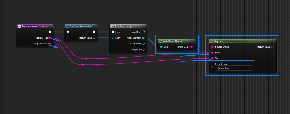 Get object name and replace in asset action utility in blueprints